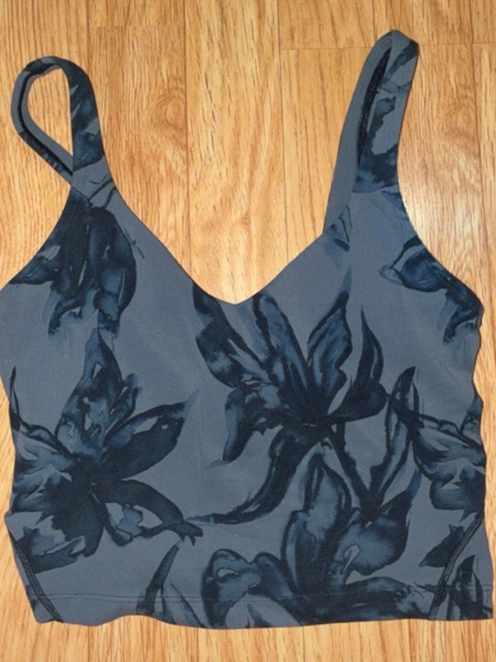 Women's Lululemon Floral Print Bralette Tank Top - Charcoal Black